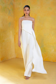 Draped Overlay Strapless Jumpsuit