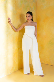 Draped Overlay Strapless Jumpsuit