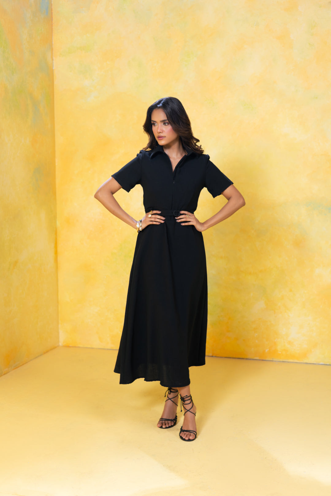 Belted Midi Shirt Dress