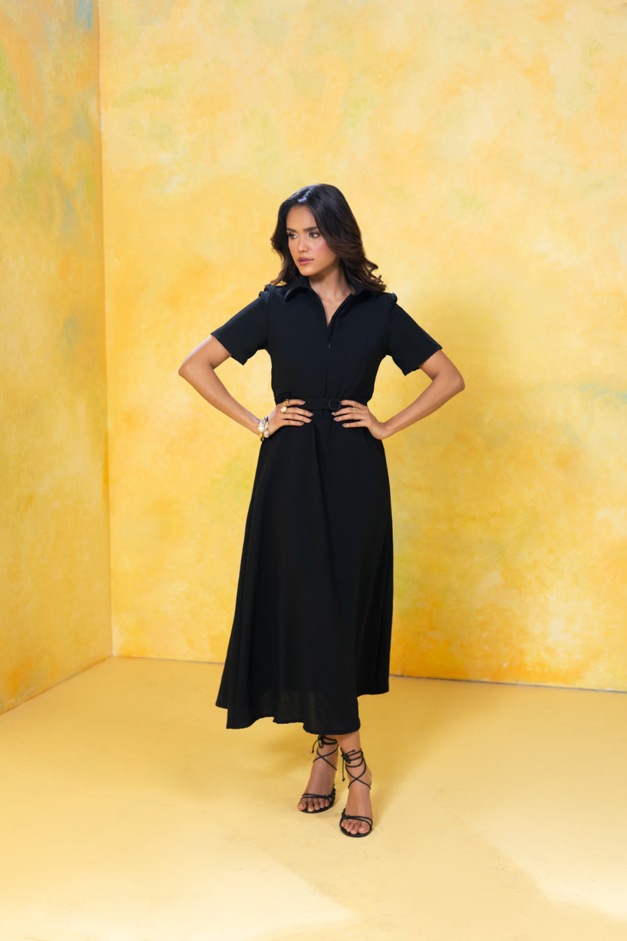 Belted Midi Shirt Dress