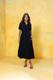 Belted Midi Shirt Dress