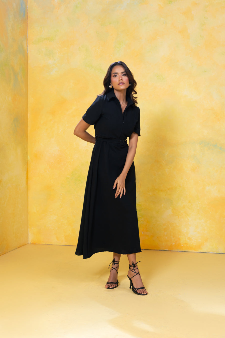 Belted Midi Shirt Dress
