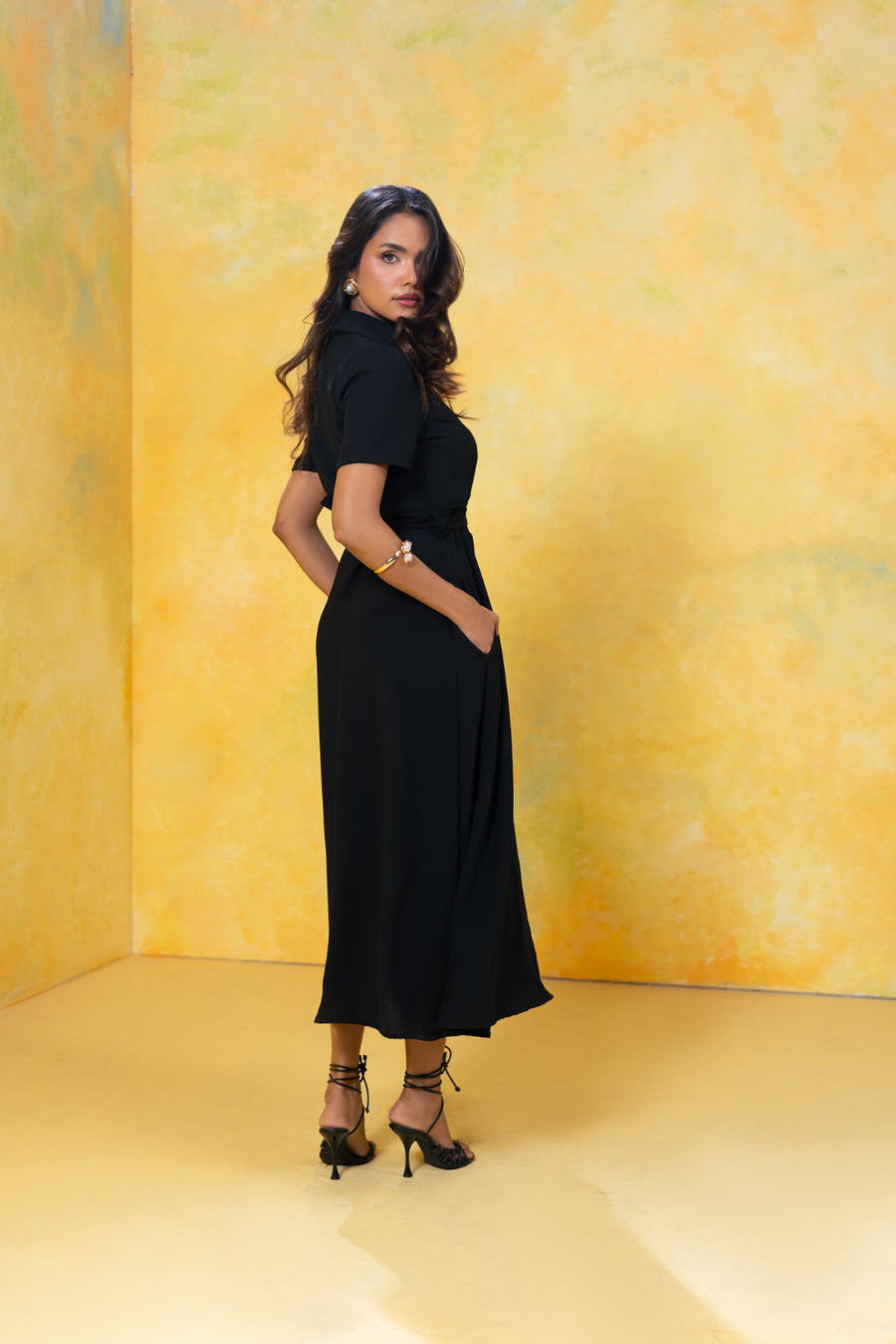 Belted Midi Shirt Dress