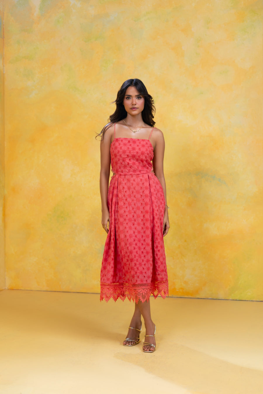 Lace Trim Midi Dress