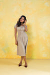 Smocked Waist Pleated Midi Dress