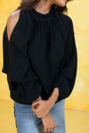 Ruffle Neck Cut Out Top