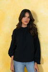 Ruffle Neck Cut Out Top