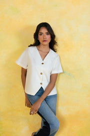 V-Neck Buttoned Top