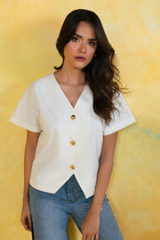 V-Neck Buttoned Top