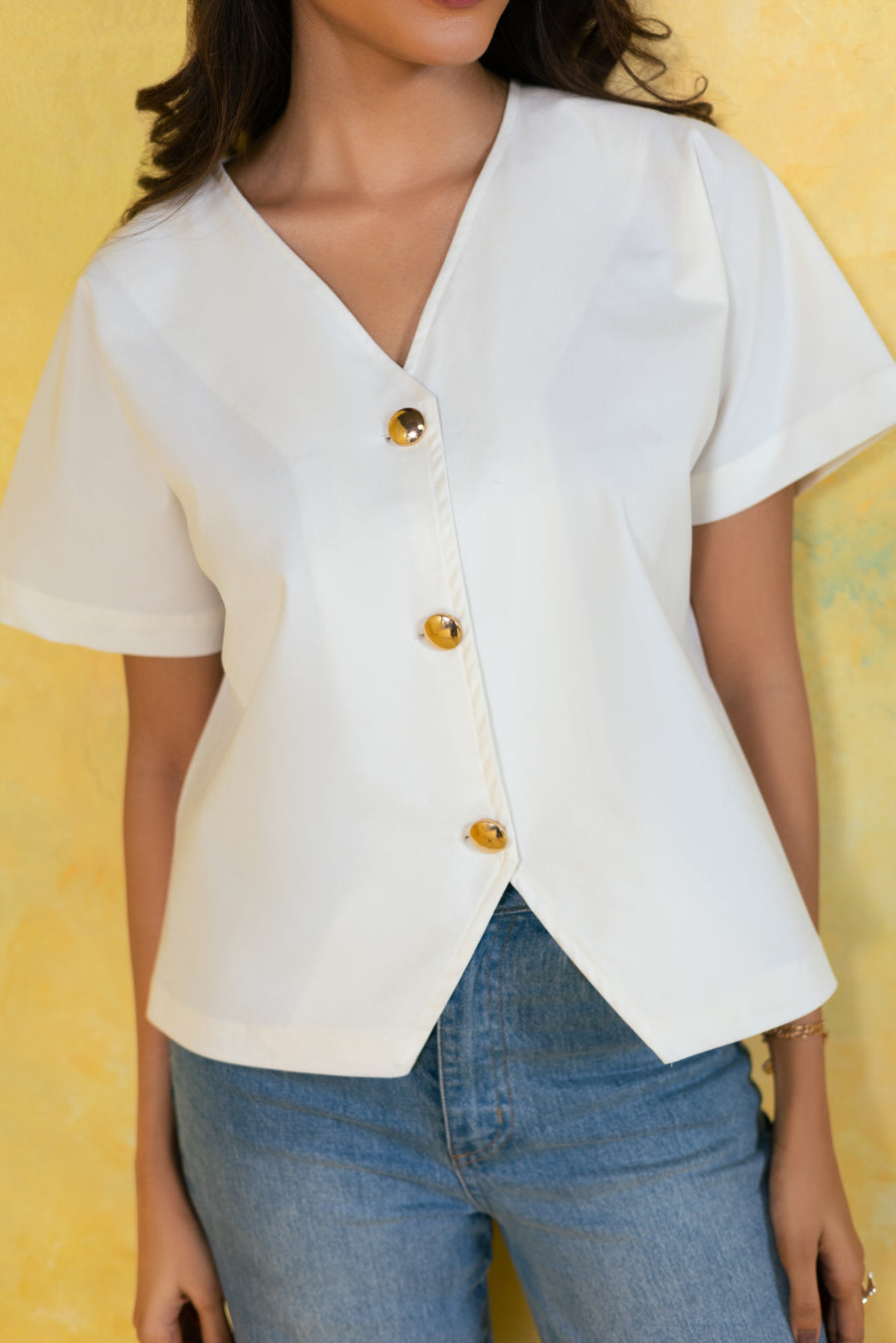 V-Neck Buttoned Top