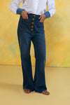 Button Front Flared Jeans