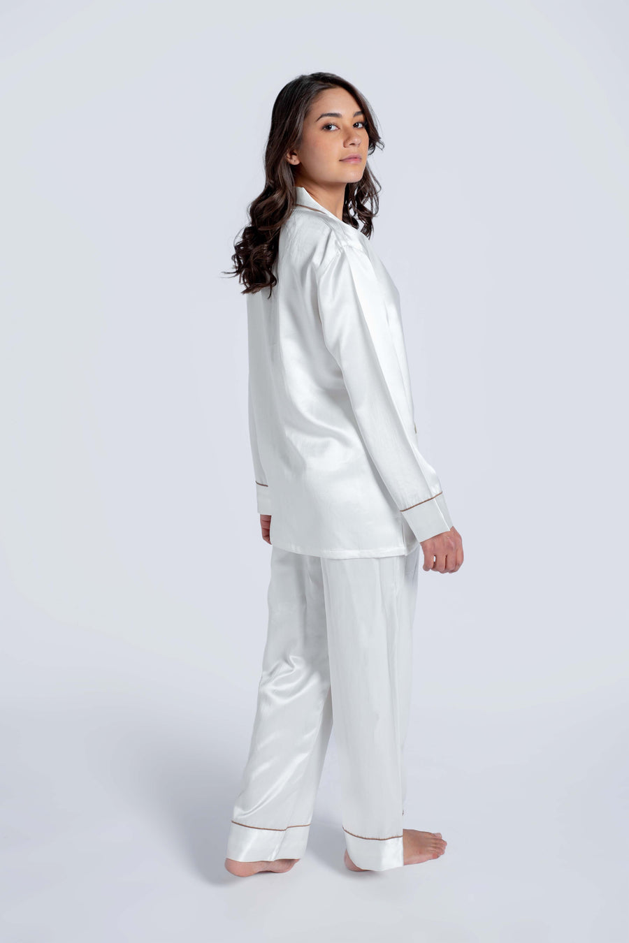 White Satin Pyjama Set 4andco White Satin Pyjama Set 4andco