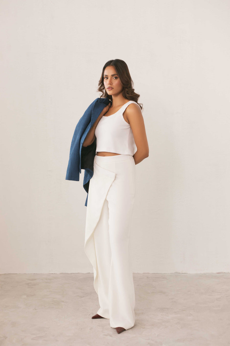White Wrap Front Pants