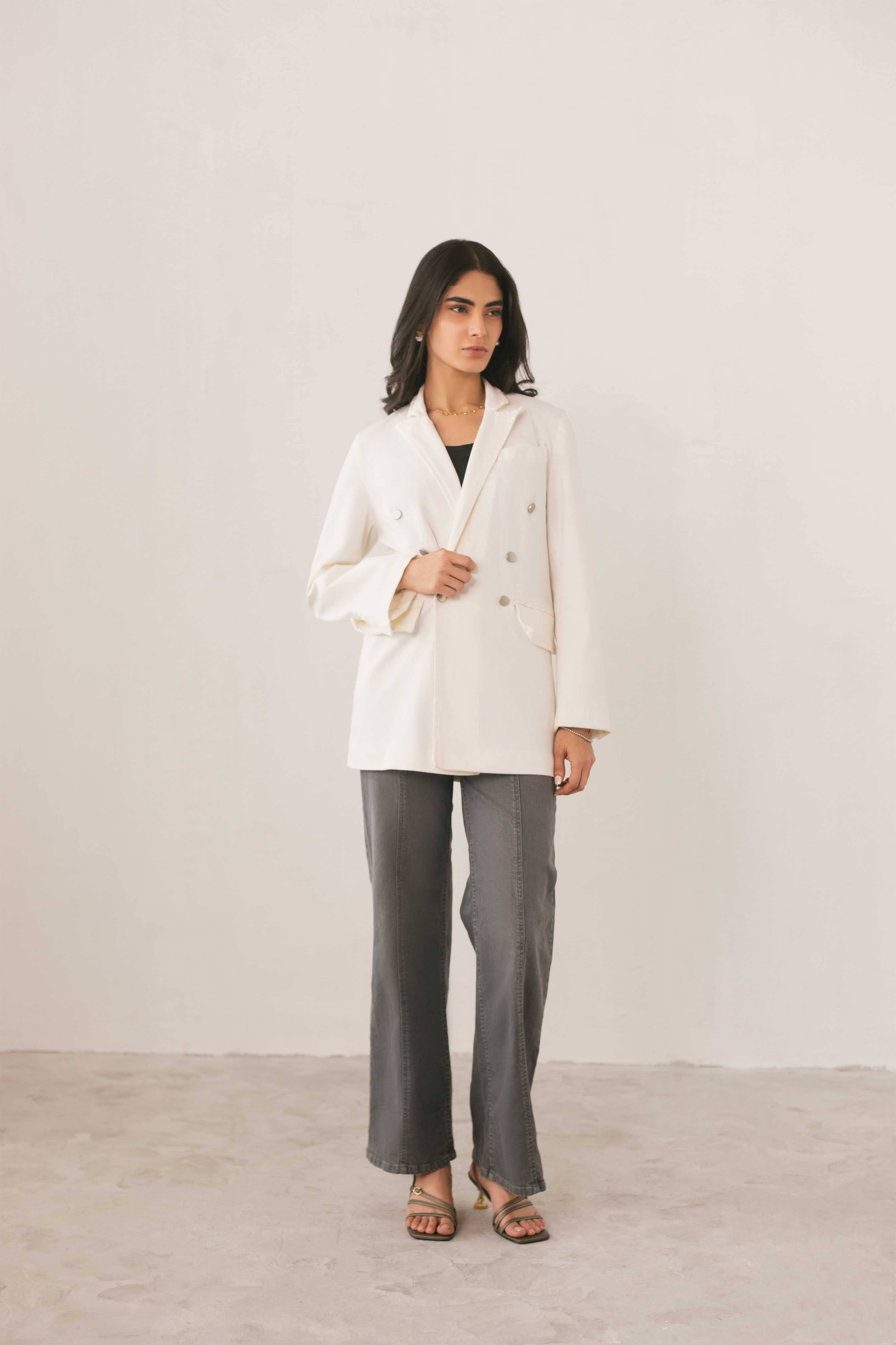 White Denim Blazer