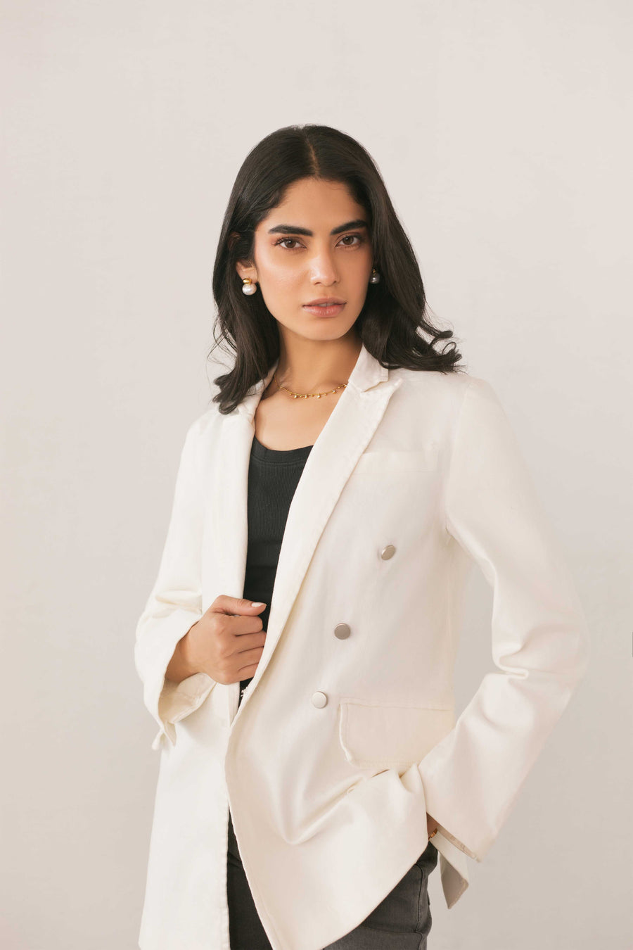 White Denim Blazer