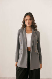 Denim Double Breasted Blazer