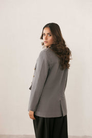 Denim Double Breasted Blazer