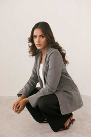 Denim Double Breasted Blazer