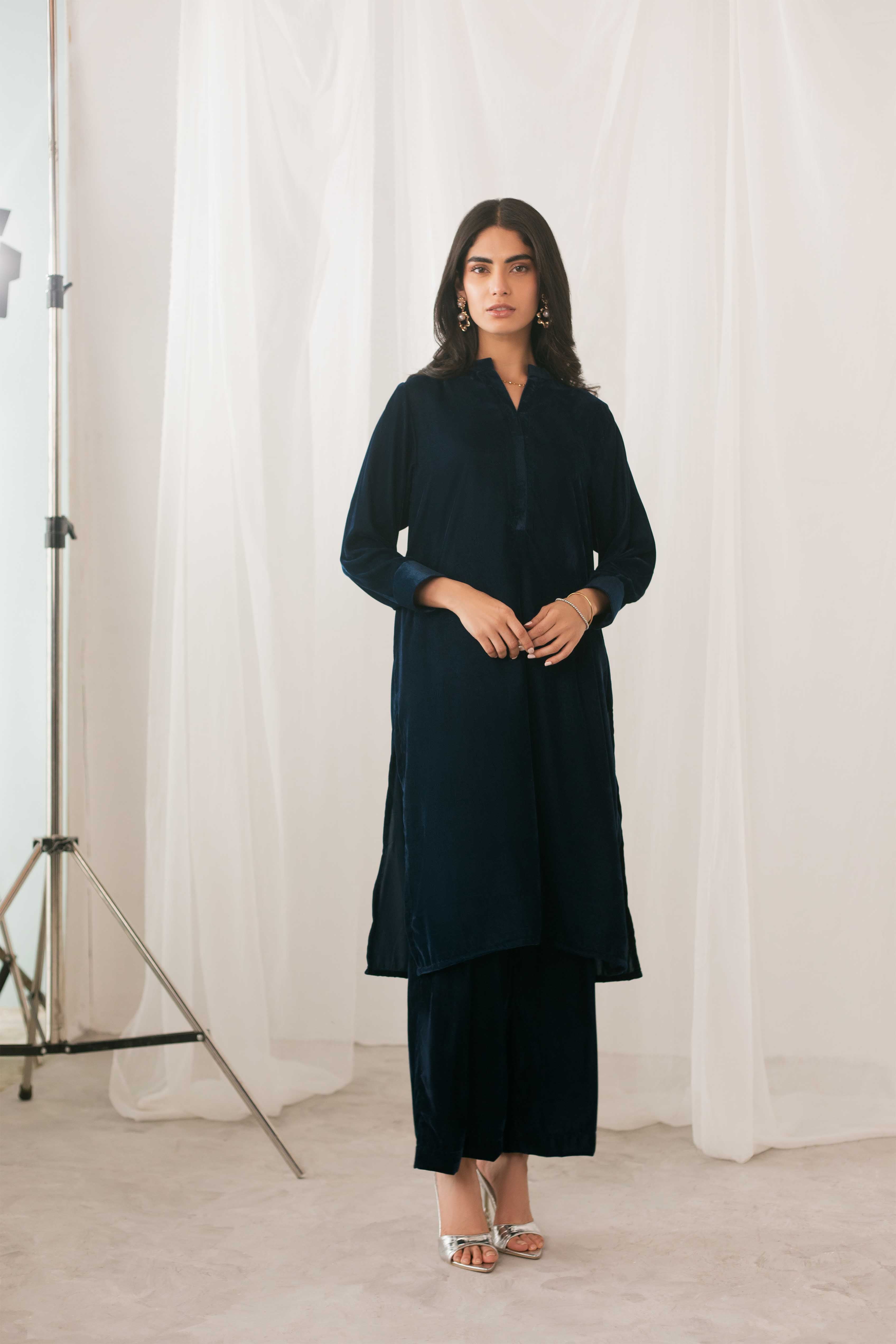 Velvet Navy Blue Set