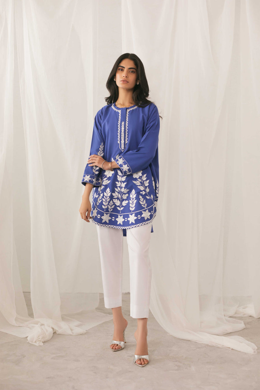 Royal Blue Embroidered Kurti