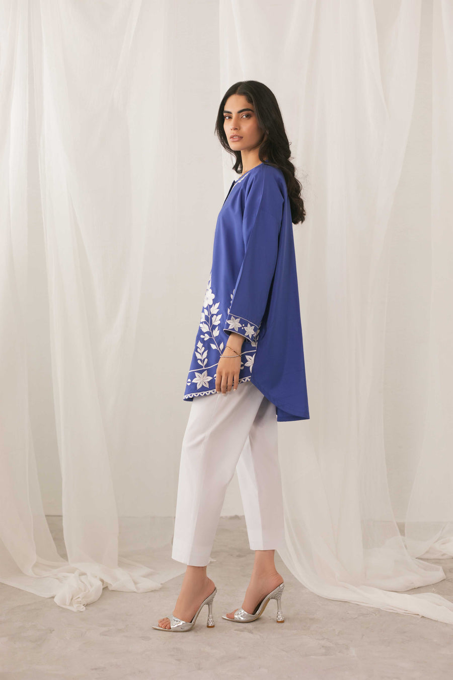 Royal Blue Embroidered Kurti