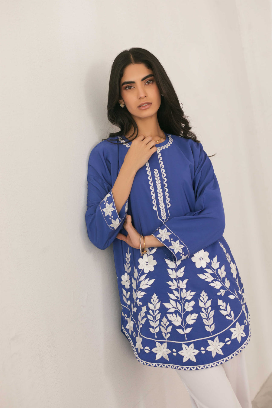 Royal Blue Embroidered Kurti