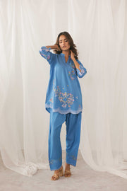 Azure Bloom Embrioidered Set