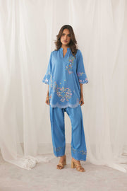 Azure Bloom Embrioidered Set