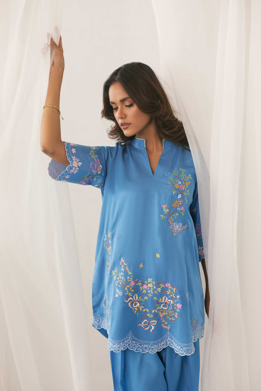 Azure Bloom Embrioidered Set