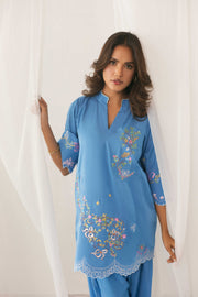 Azure Bloom Embrioidered Set