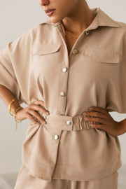 Belted Button Top