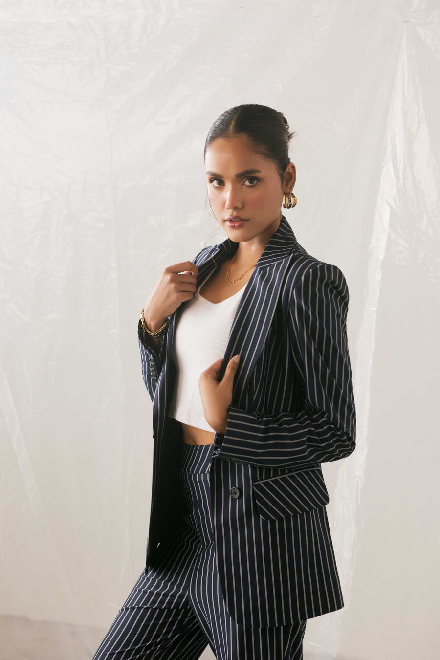 Structured Pinstripe Blazer
