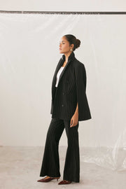 Black Stripe Cape Blazer