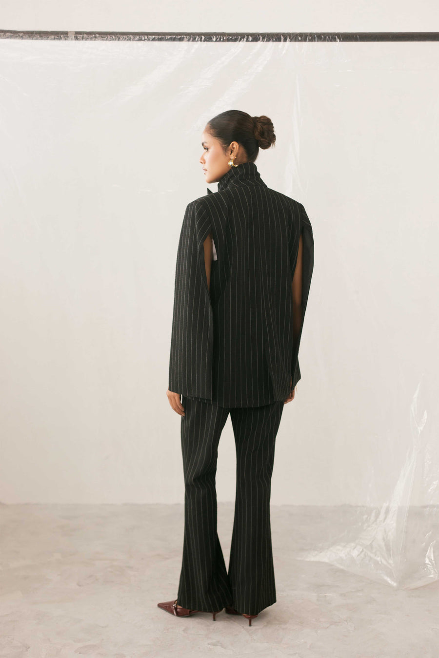 Black Stripe Cape Blazer
