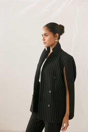 Black Stripe Cape Blazer