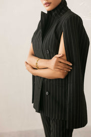 Black Stripe Cape Blazer