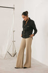 Beige Relaxed Flared Pants
