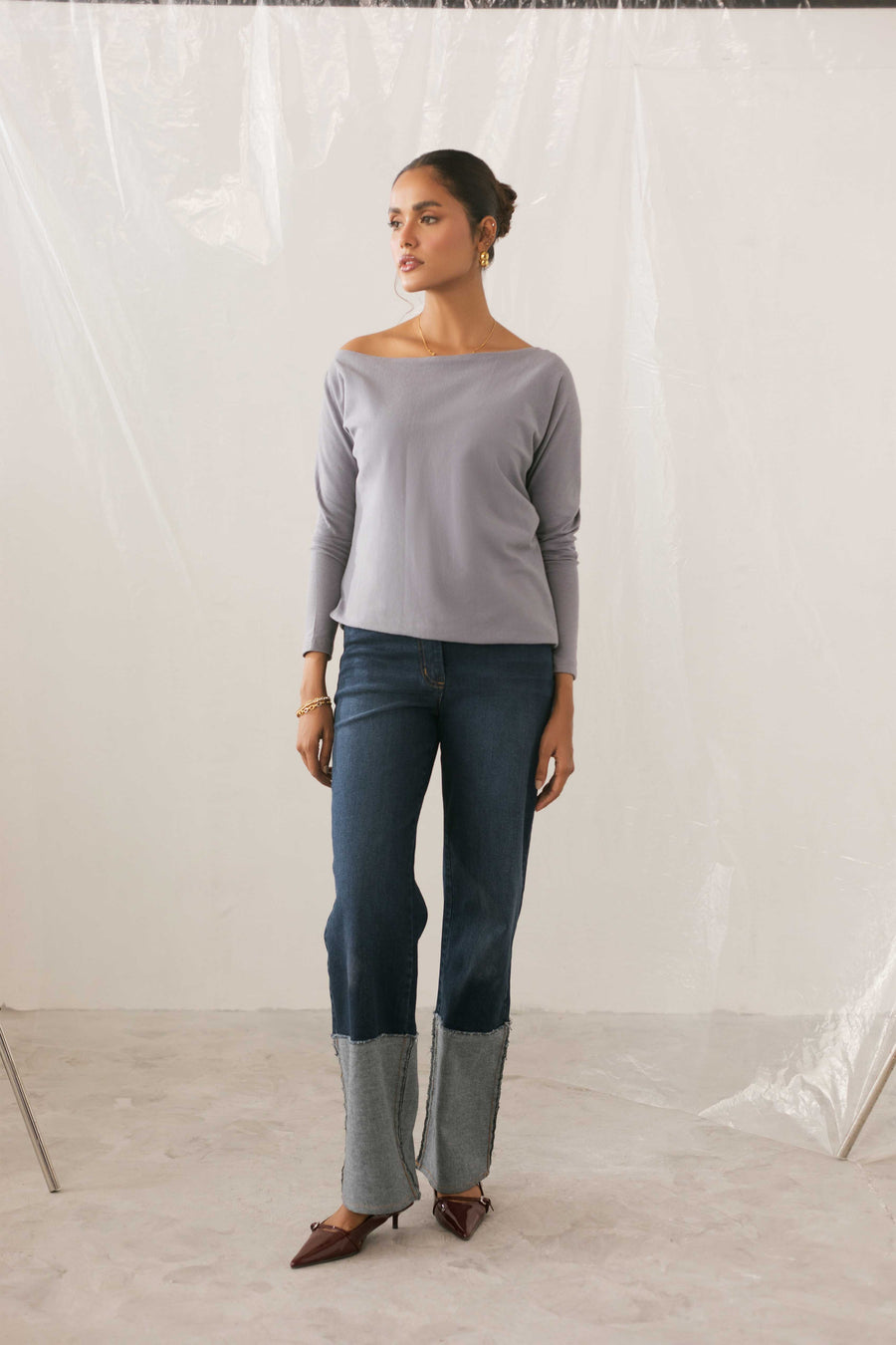 Off Shoulder Long Sleeve Top