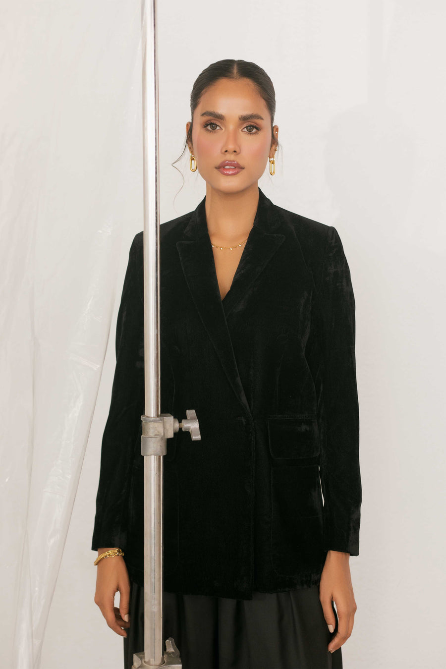 Double Breasted Velvet Blazer