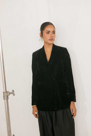Double Breasted Velvet Blazer