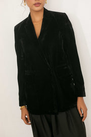 Double Breasted Velvet Blazer