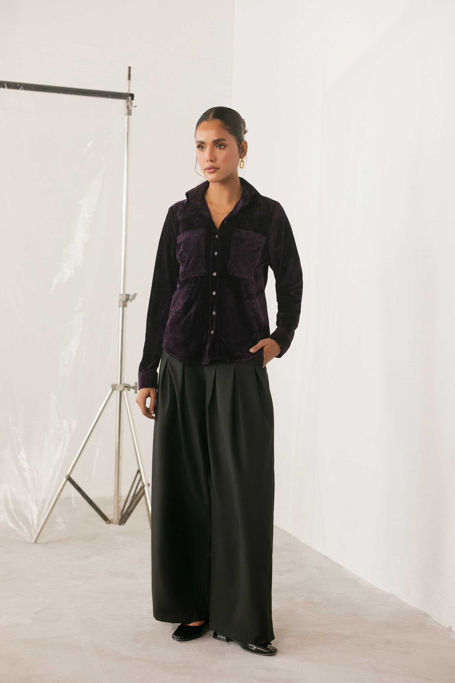 Velvet Button Down Shirt