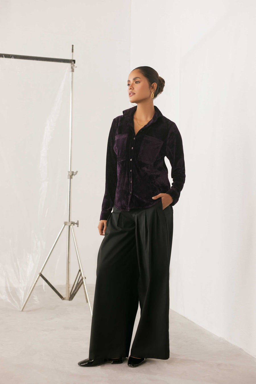 Velvet Button Down Shirt