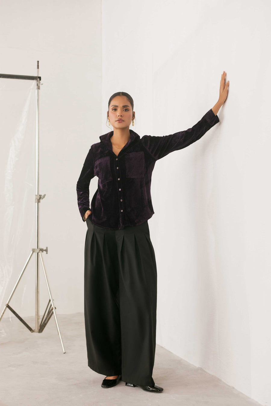 Velvet Button Down Shirt