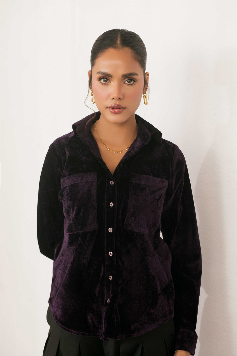Velvet Button Down Shirt