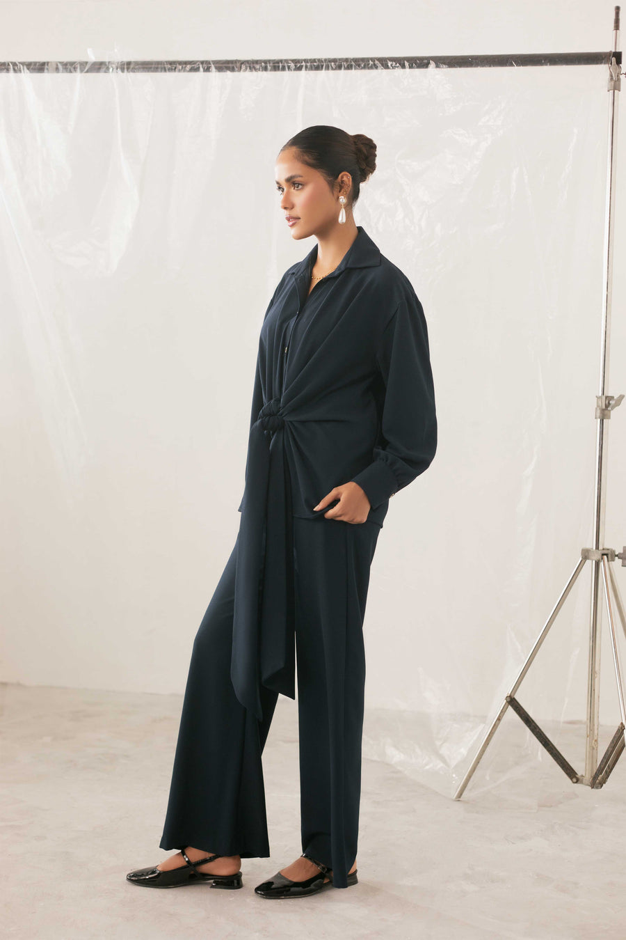 Midnight Tie Front Shirt