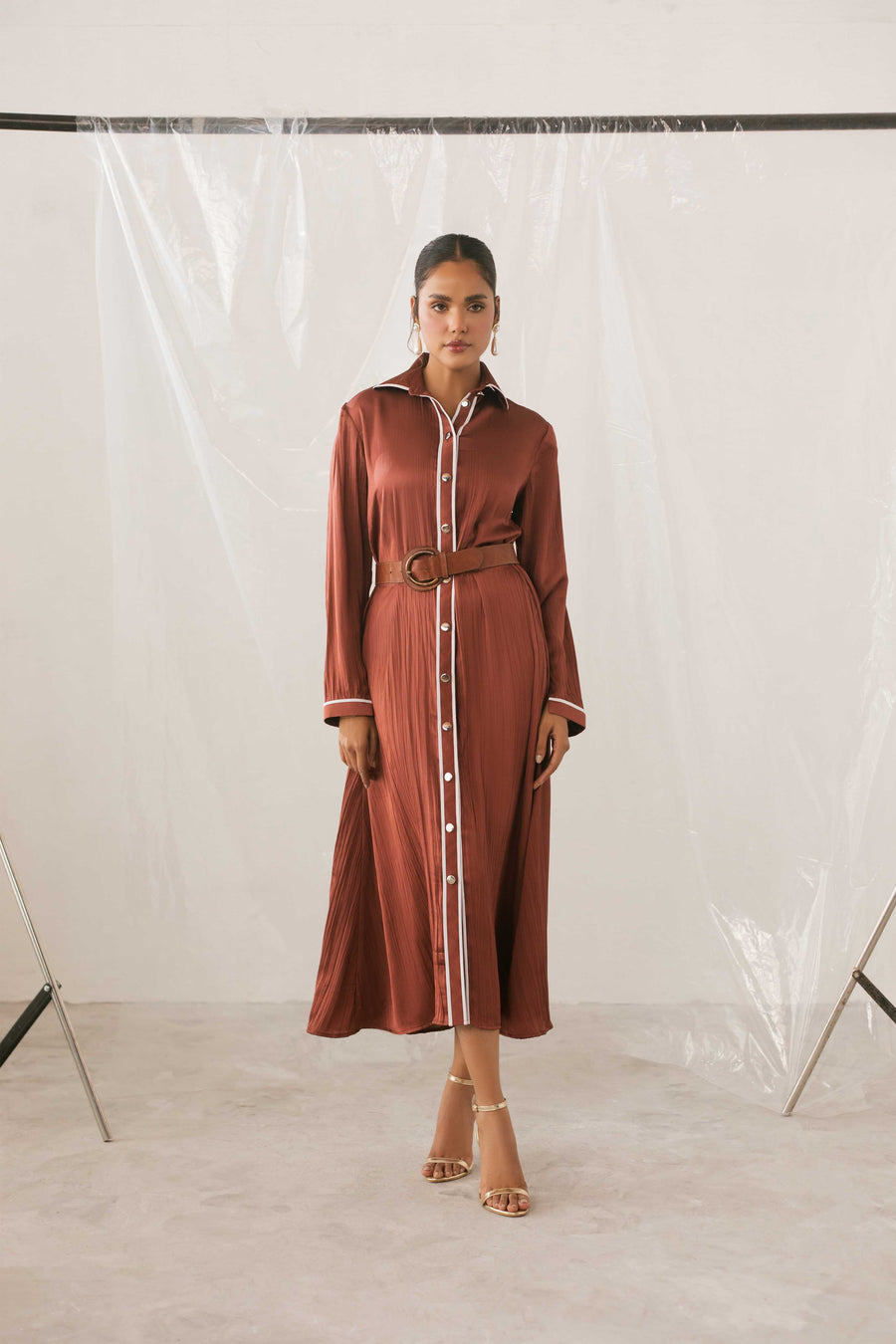 Cinnamon Button Dress