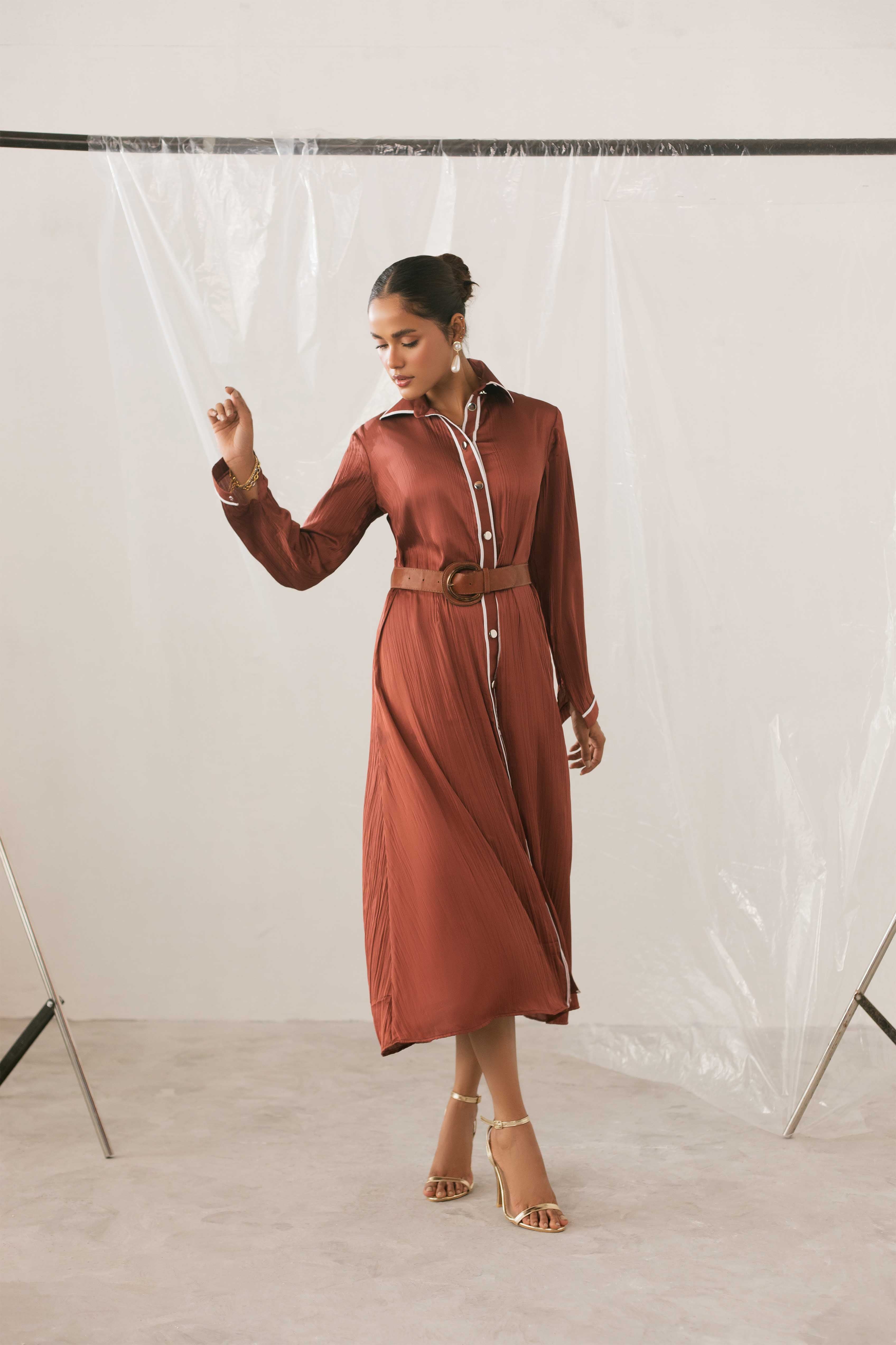 Cinnamon Button Dress