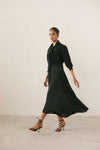 Black Tie-Neck Pleated Dress