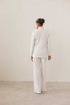 White Button Detail Velvet Blazer